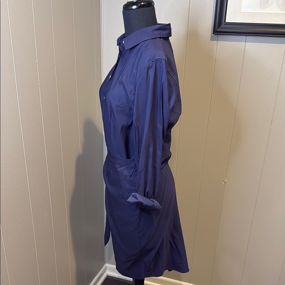 UNTUCKit Women’s 12 Classic Long Sleeve Wrap Dress in Deep Blue - Picture 4 of 8